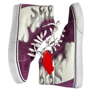 Vans Sk8-Hi Purple White Silver Flame High Top Sneakers Mens 12 Womens 13.5